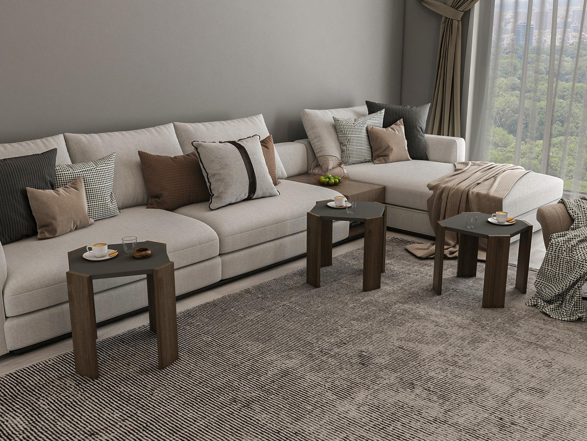 COUCHTISCH Lori Anthrazit Walnuss - Anthrazit/Walnussfarben, Holzwerkstoff (44.5/44.5/41cm) - Decorotika