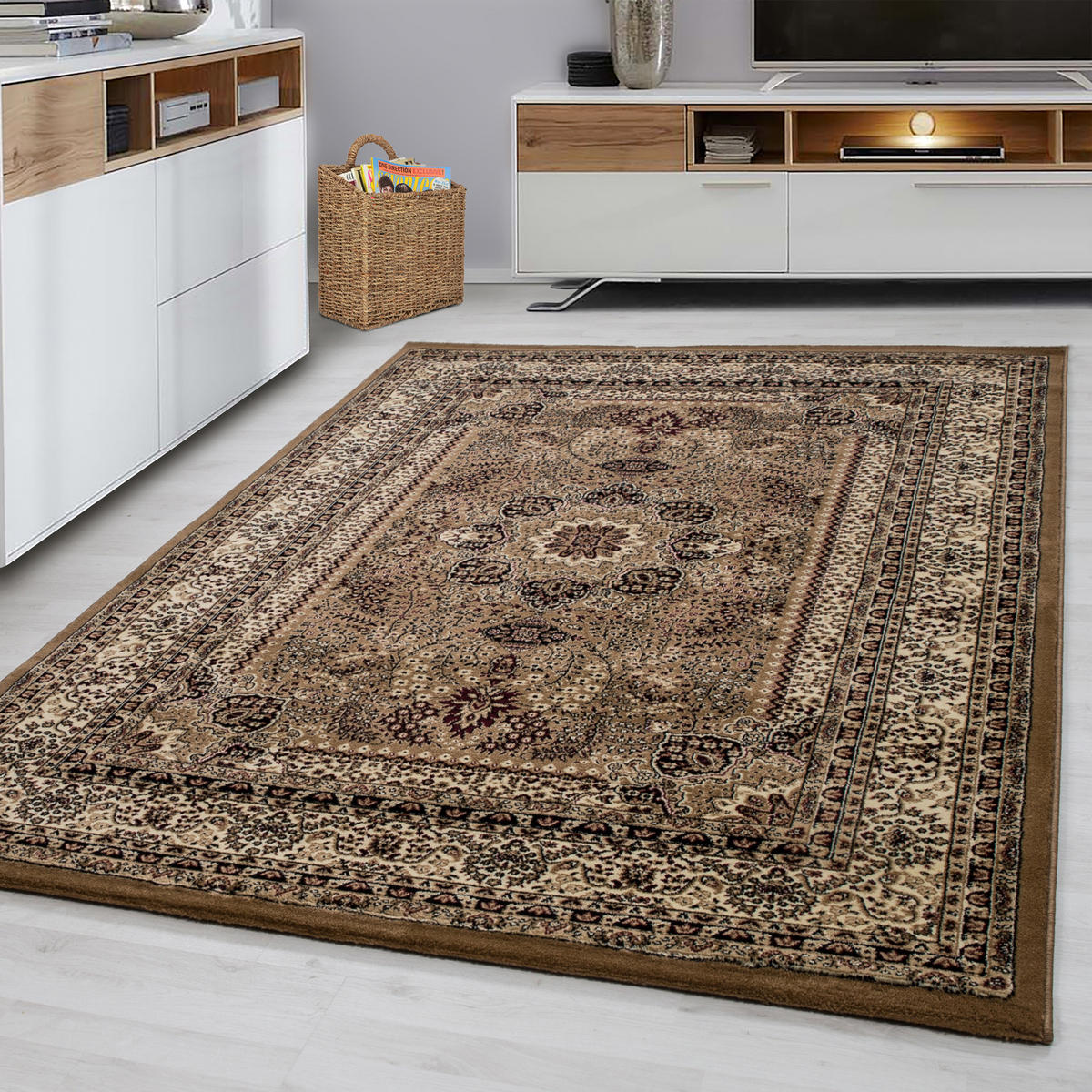 ORIENTTEPPICH Kurzflor Polypropylen saugroboter Wohnzimmer Beige Rechteckig 120x170 - Beige, Textil (120/170cm) - KADIMA DESIGN