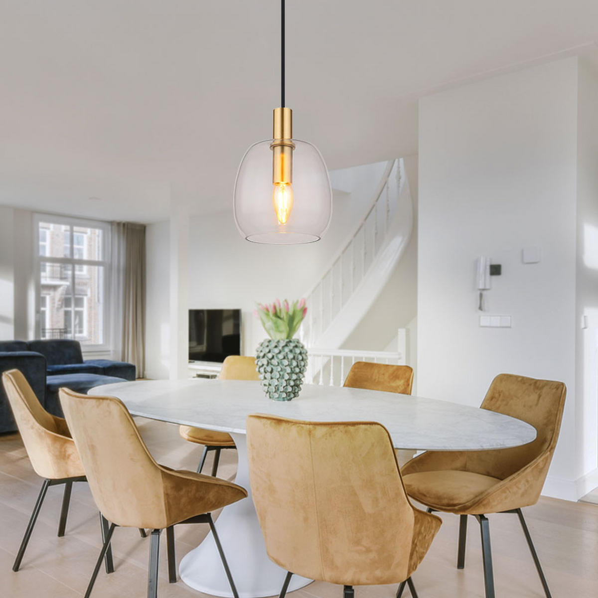 HÄNGELEUCHTE Aluminium Schwarz klar - Schwarz, Glas (16/16/120cm) - Globo Lighting