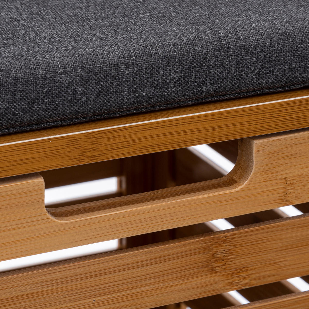 BADHOCKER mit Wäschekorb Bamboo 35/35/49 cm - Braun, Naturmaterialien (35/49/35cm) - 5five Simply Smart