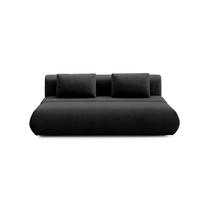 BETTSOFA ATOMO Schwarz Velours-Stoff mit Schlaffunktion - Schwarz, Holz (217/82/134cm) - MASSENO