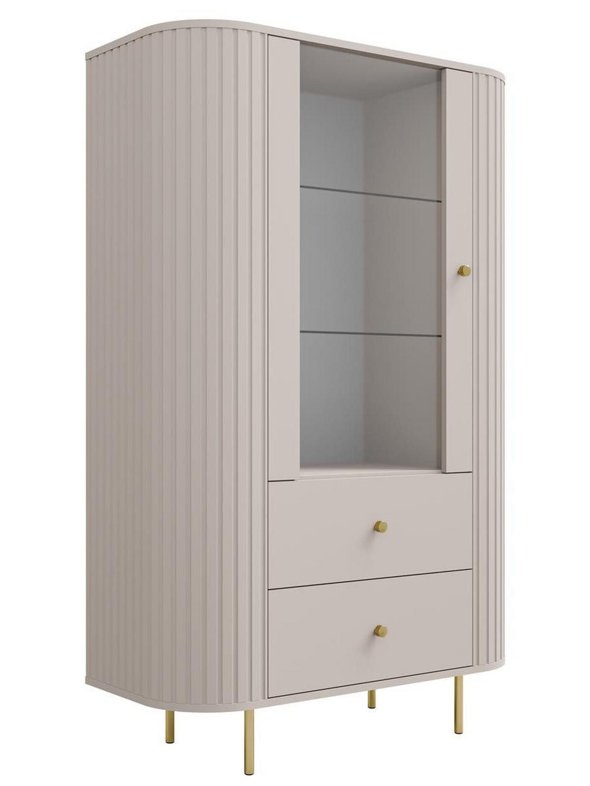 VITRINE mit 2 Schubladen beige OVI - Beige, Holzwerkstoff (97.4/155/42cm) - Compleo24