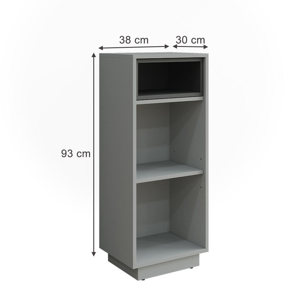 MIDISCHRANK Beatrice Grau/Anthrazit 38 x 93 cm mit 3 Fächern - Grau, Holzwerkstoff (38/93/30cm) - Vicco