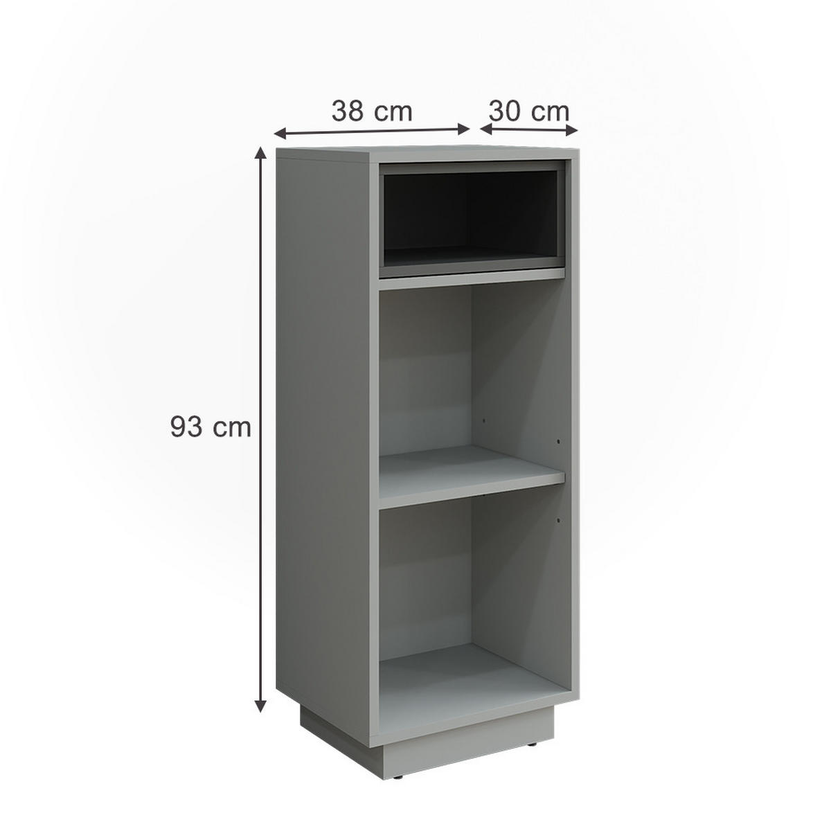 MIDISCHRANK Beatrice Grau/Anthrazit 38 x 93 cm mit 3 Fächern - Anthrazit/Grau, Holzwerkstoff (38/93/30cm) - Vicco