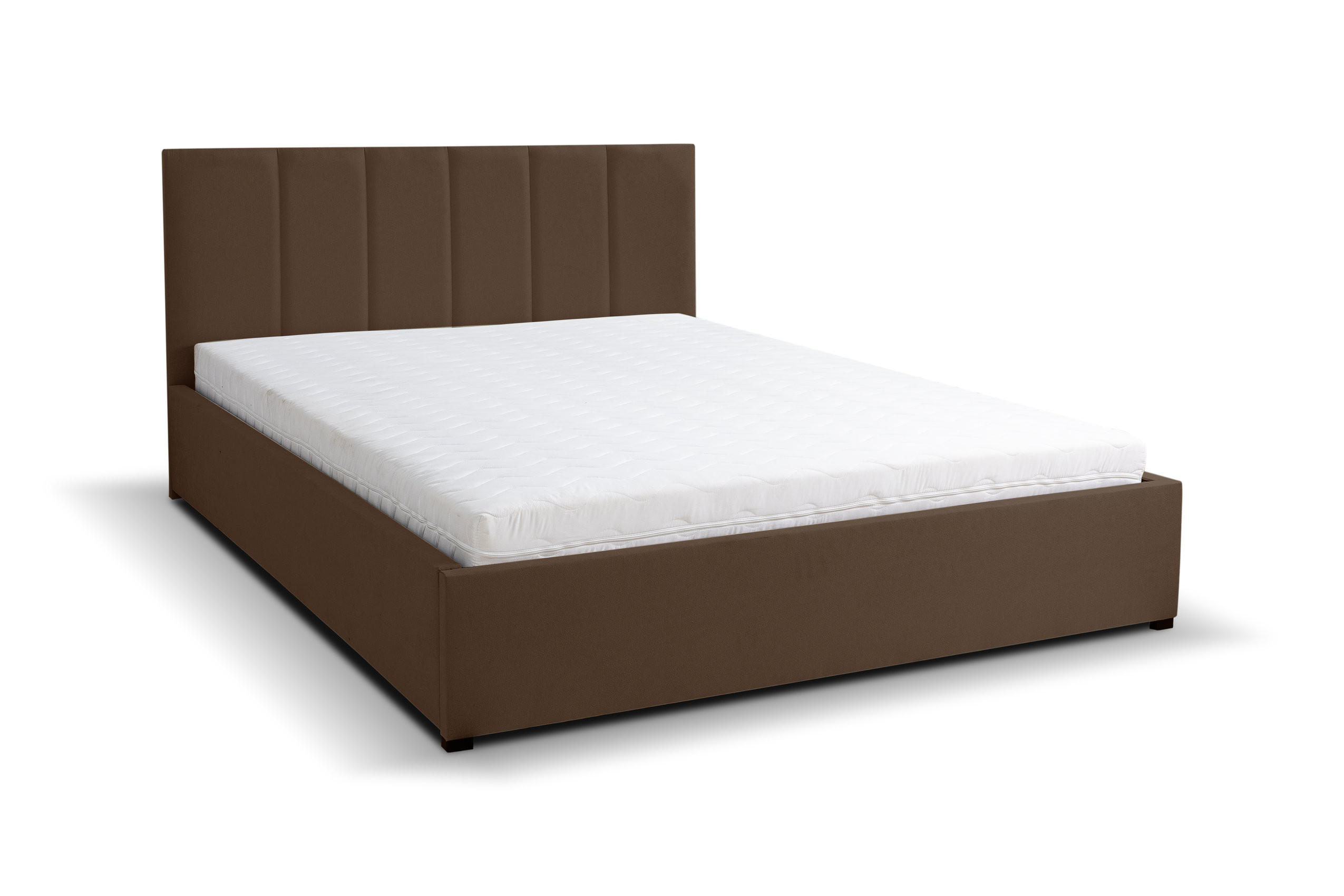 POLSTERBETT LISA mit Kopfteil, 160 x200 cm, Doppelbett mit Bettkasten und Lattenrost aus Velourstoff, Velourstoff, Frabe: Braun - Braun, Holz/Kunststoff (160/200cm) - VENASI MÖBEL