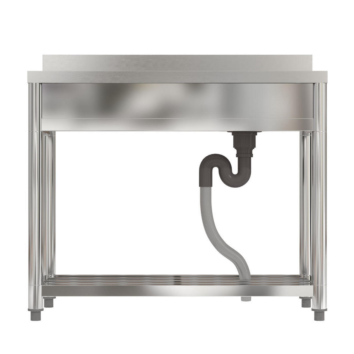 GASTROSPÜLE 100/50/90 cm Edelstahl Abtropffläche links - Silberfarben, Metall (100/90/50cm) - Livingandhome