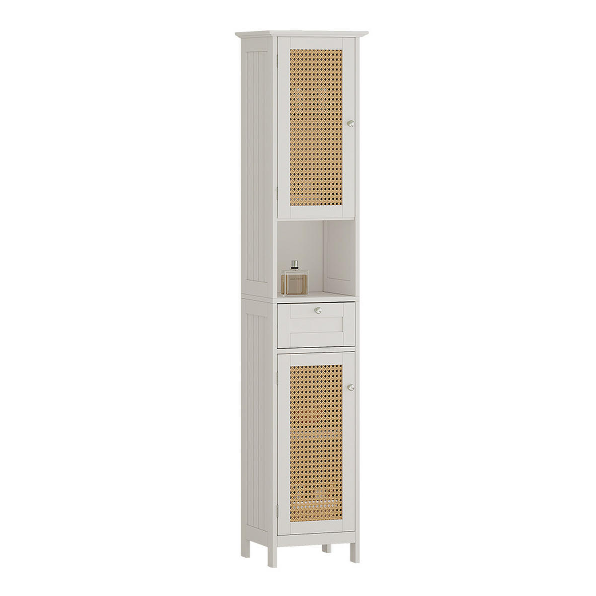 BADSCHRANK Rosario Weiß 32 x 170 cm mit 2 Türen und Schublade - Weiß, Holzwerkstoff (32/170/30cm) - Vicco