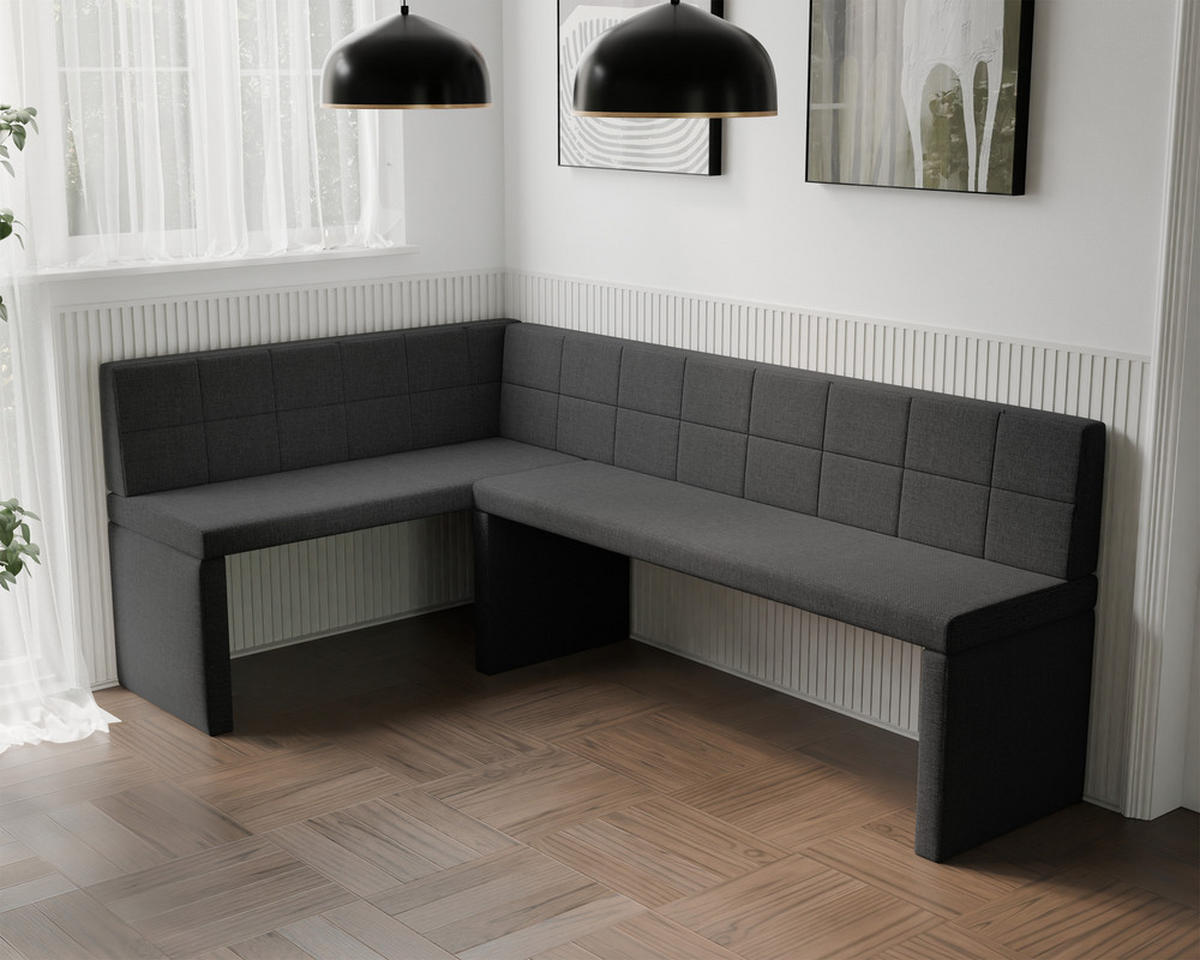 ECKBANK links MELVIN Webstoff, 142/196 cm Anthrazit - Anthrazit, Holz/Textil (142/196cm) - Idohome