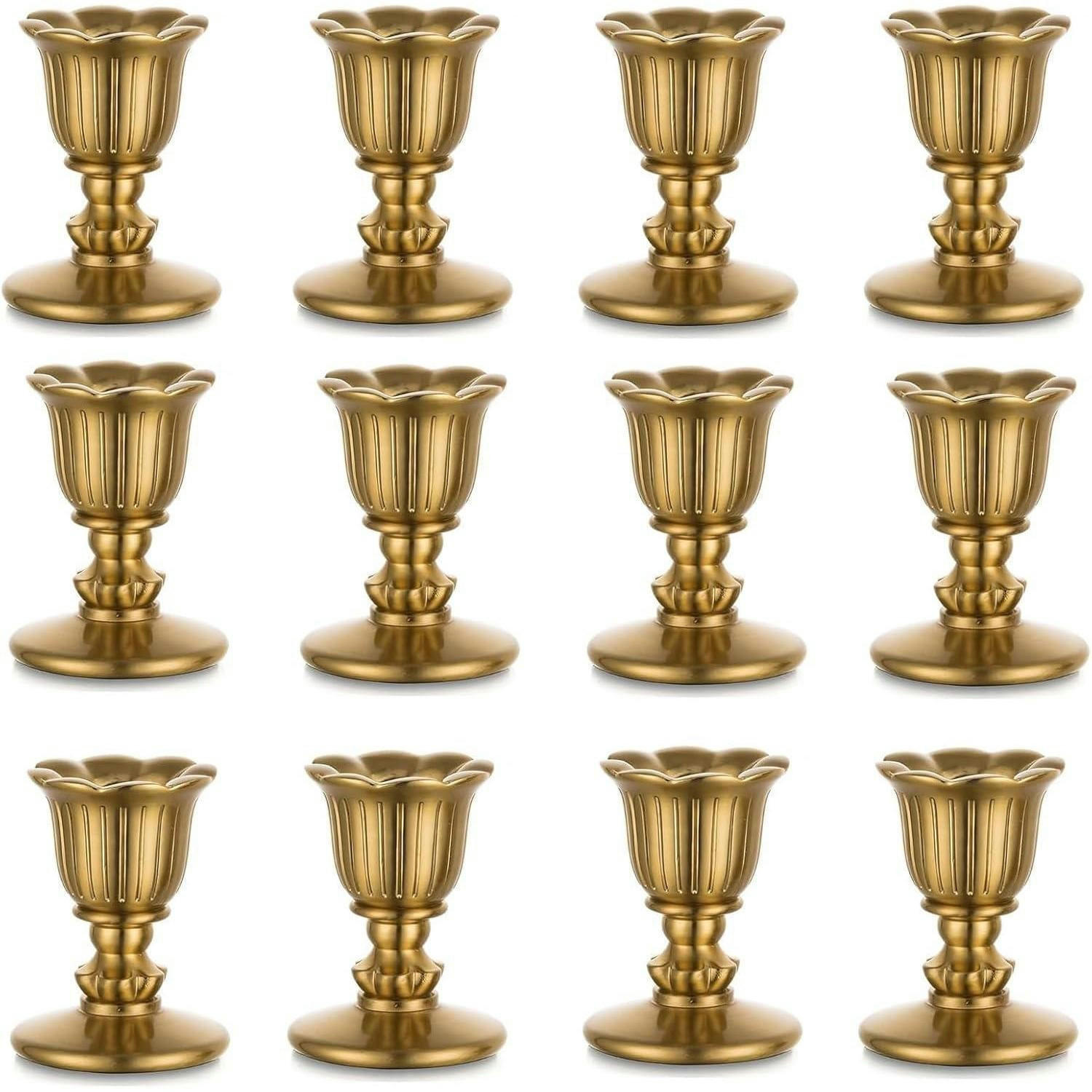 KERZENSTÄNDER 12er Set Messing antik - Goldfarben, Metall (5/6.4/5cm)