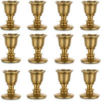 KERZENSTÄNDER 12er Set Messing antik - Goldfarben, Metall (5/6.4/5cm)