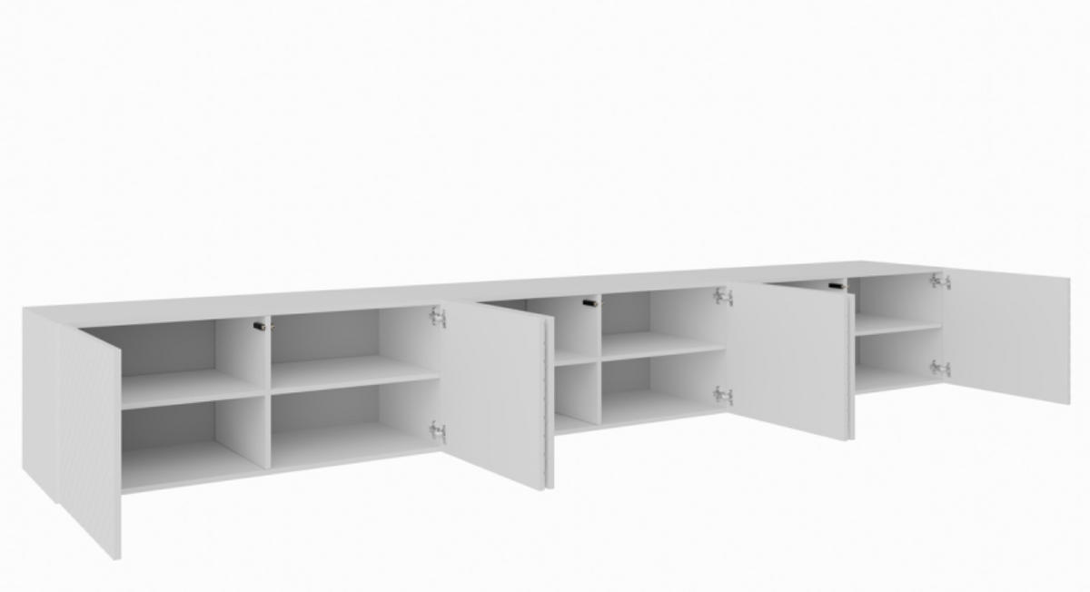 TV-SCHRANK Weiß NIKOL Gefräste Fronten Geschlossen 300 cm - Weiß, Holzwerkstoff (300/41/40cm) - Sepro Meble