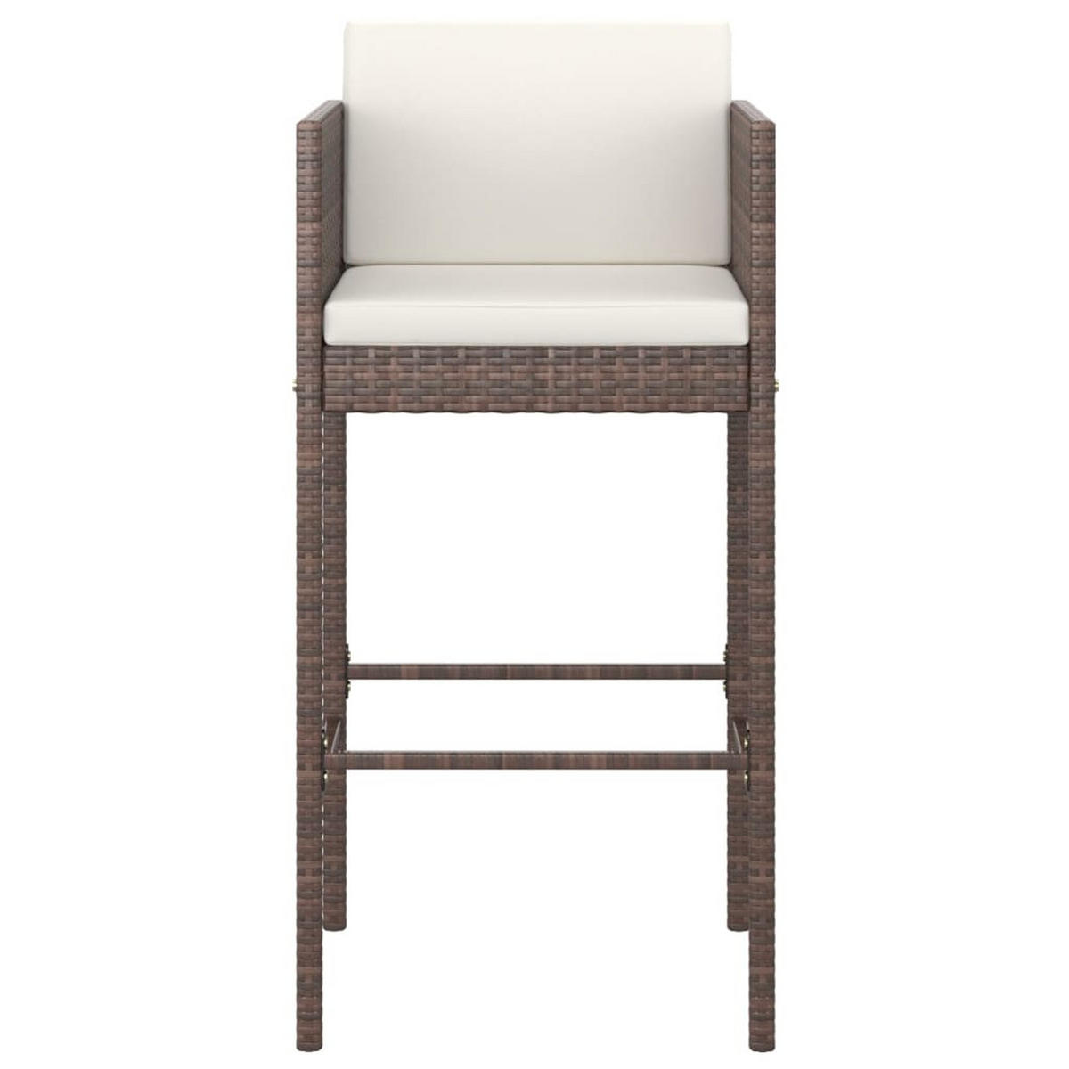 BARHOCKER 2 Stk. Mit Kissen Braun Poly Rattan - Braun, Kunststoff (48/100/50cm) - vidaXL