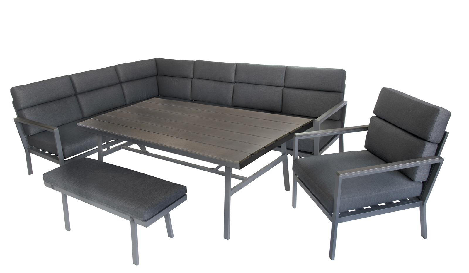 LOUNGE-SET Sorrent Grau 9-Sitzer Aluminium mit Tisch - Grau, Kunststoff - bellavista - Home & Garden