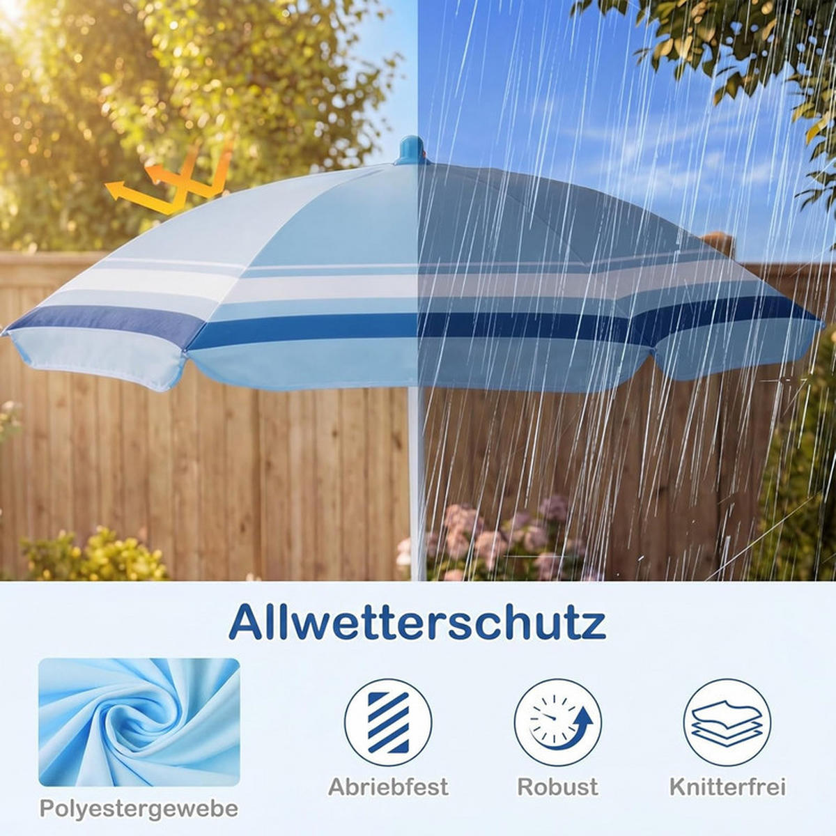 KINDER-SITZGRUPPE mit Sonnenschirm blau(4-tlg) - Blau, Metall - COSTWAY