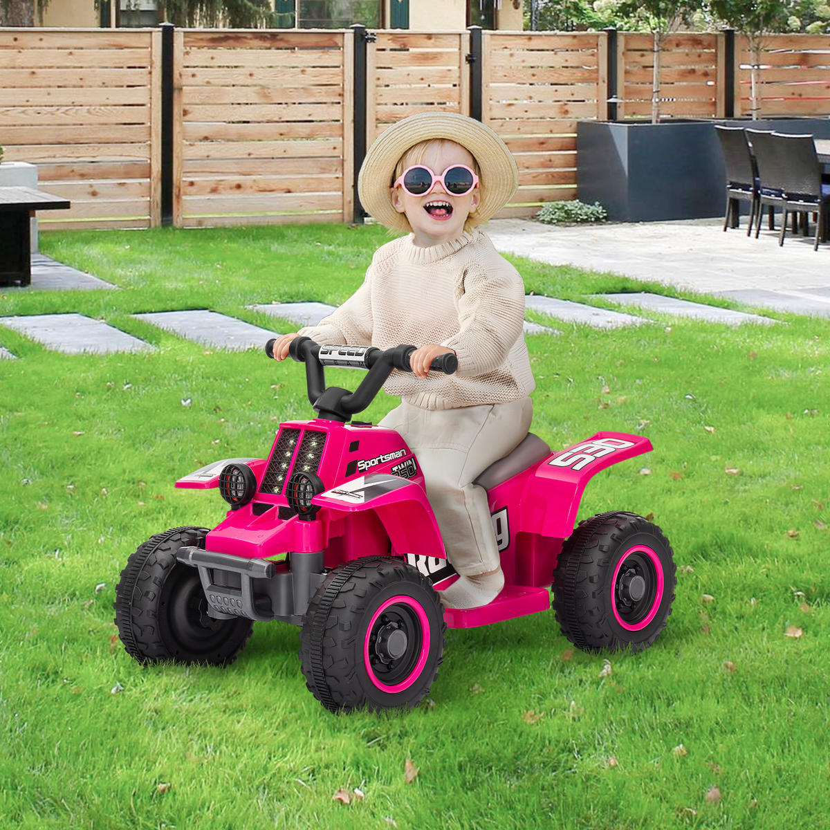 ELEKTRISCHES Quad Bike für Kinder, batteriebetrieben, fährt vorwärts und rückwärts, LED-Lichter, 18-36 Monate, Rosa - Rosa, Kunststoff/Metall (70.5/42.5/46.5cm) - AIYAPLAY
