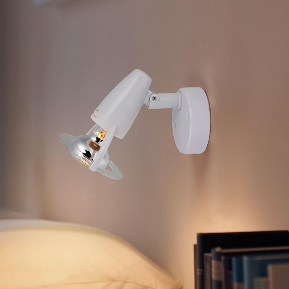 WANDLEUCHTE Kunststoff Weiß beweglicher Spot - Weiß, Kunststoff (8.5/12/12cm) - Globo Lighting