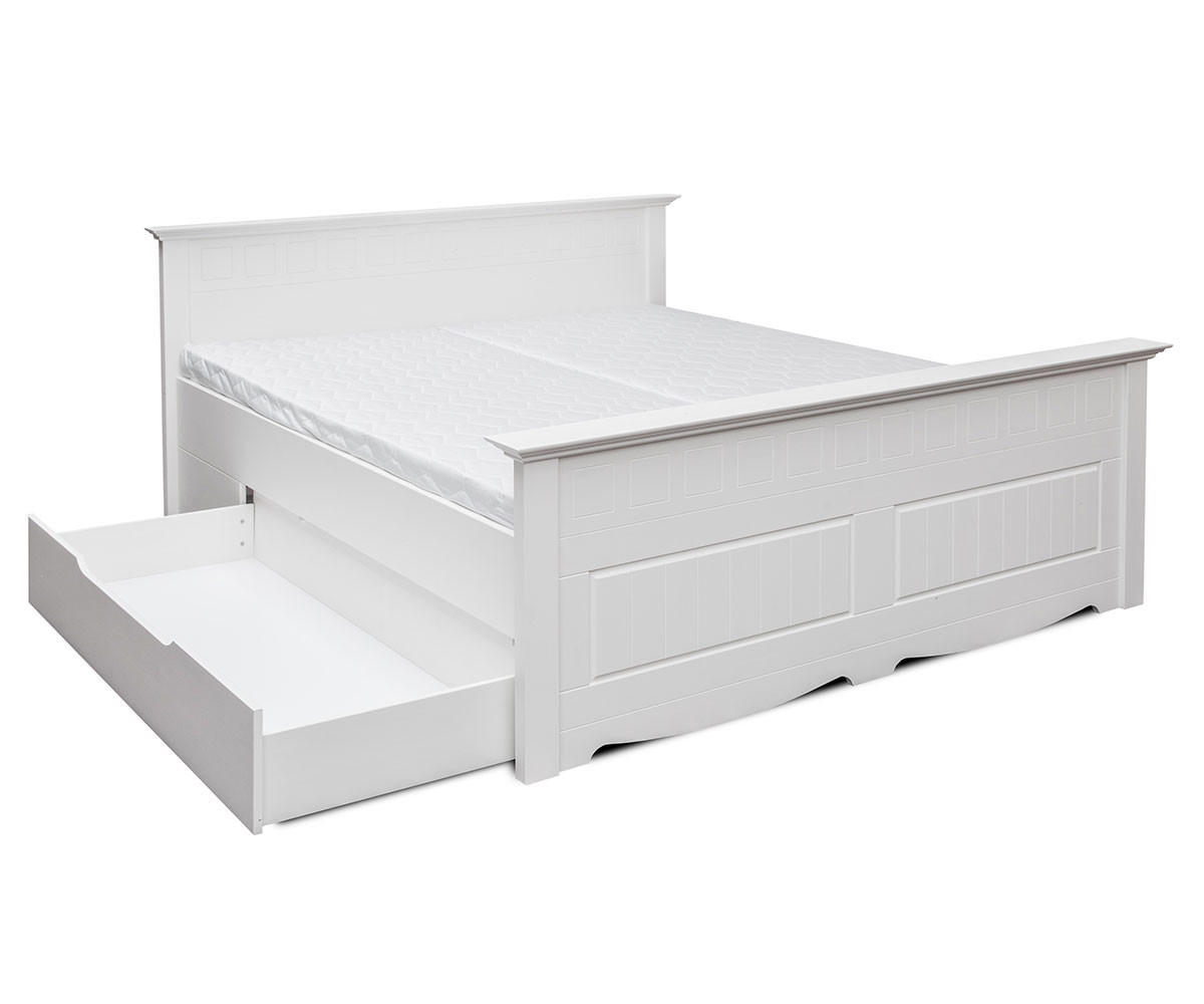 BETT Belluno Elegante Kiefer weiß lackiert 180 / 214 / 95cm - Weiß, Holz (160/200cm) - Feldmann-Wohnen