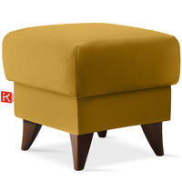HOCKER GUSTAVO Fußstütze, Velours, Gelb - Gelb, Holz/Holzwerkstoff (53/49/53cm) - KONSIMO®