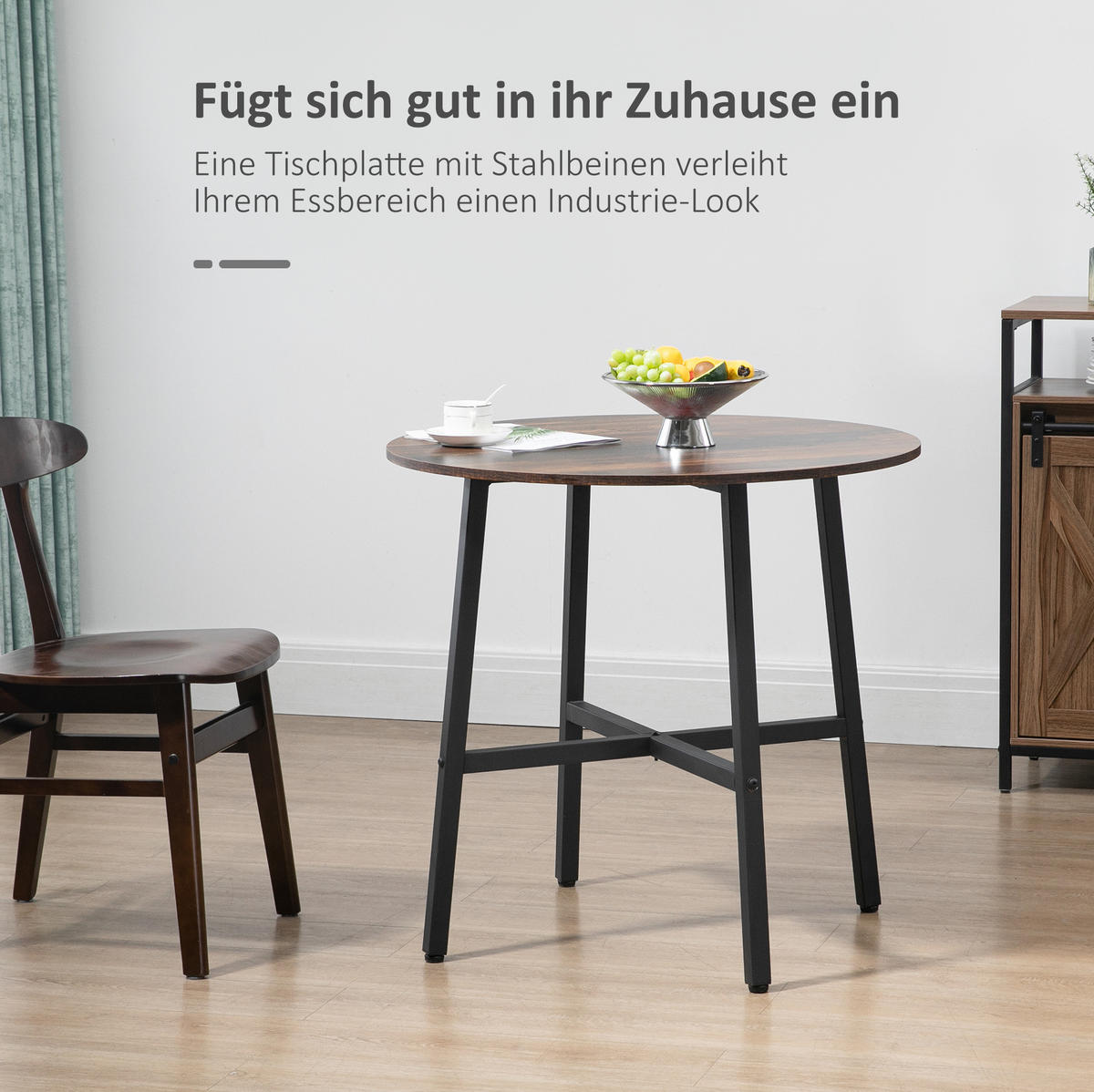 ESSTISCH 80/80/76 cm aus Holzwerkstoff mit Metallgestell für 4 Personen, Braun - Braun, Holzwerkstoff (80/80/76cm) - Redom