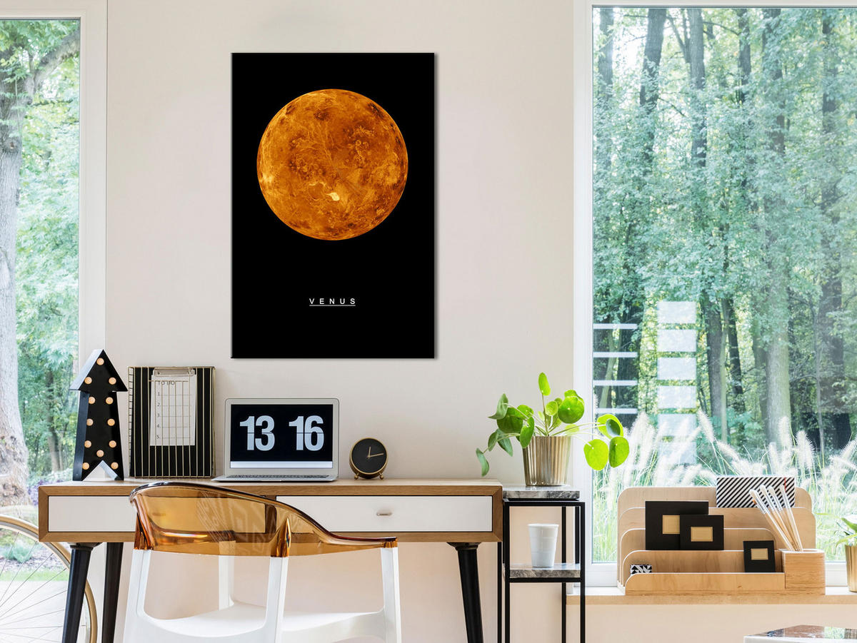 KUNSTDRUCK Schwarz 40/60 cm - Schwarz/Orange, Textil (40/60cm) - KUNSTLOFT