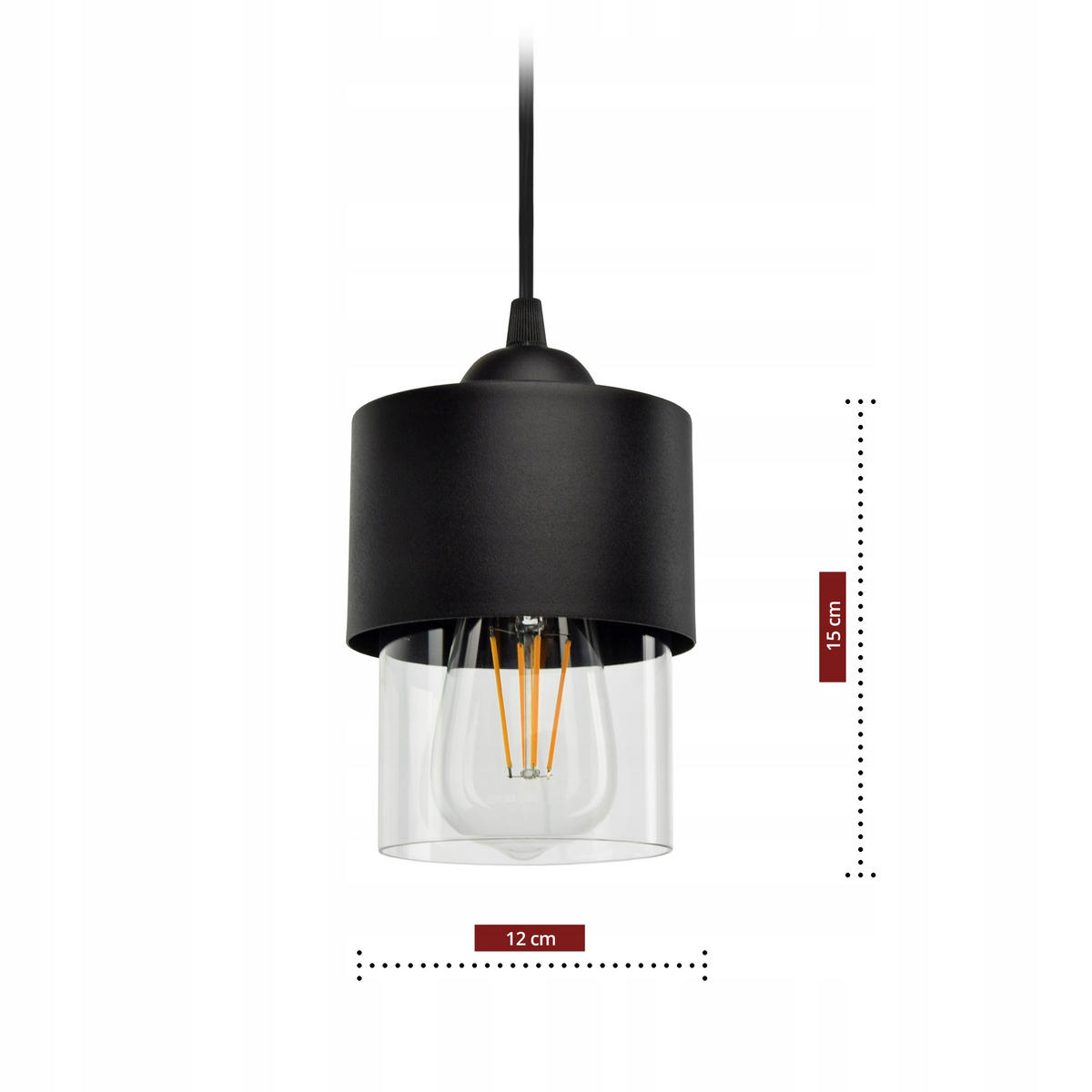 PENDELLEUCHTE Hege - Transparent/Schwarz, Glas/Metall (12/35/80cm) - kiki design