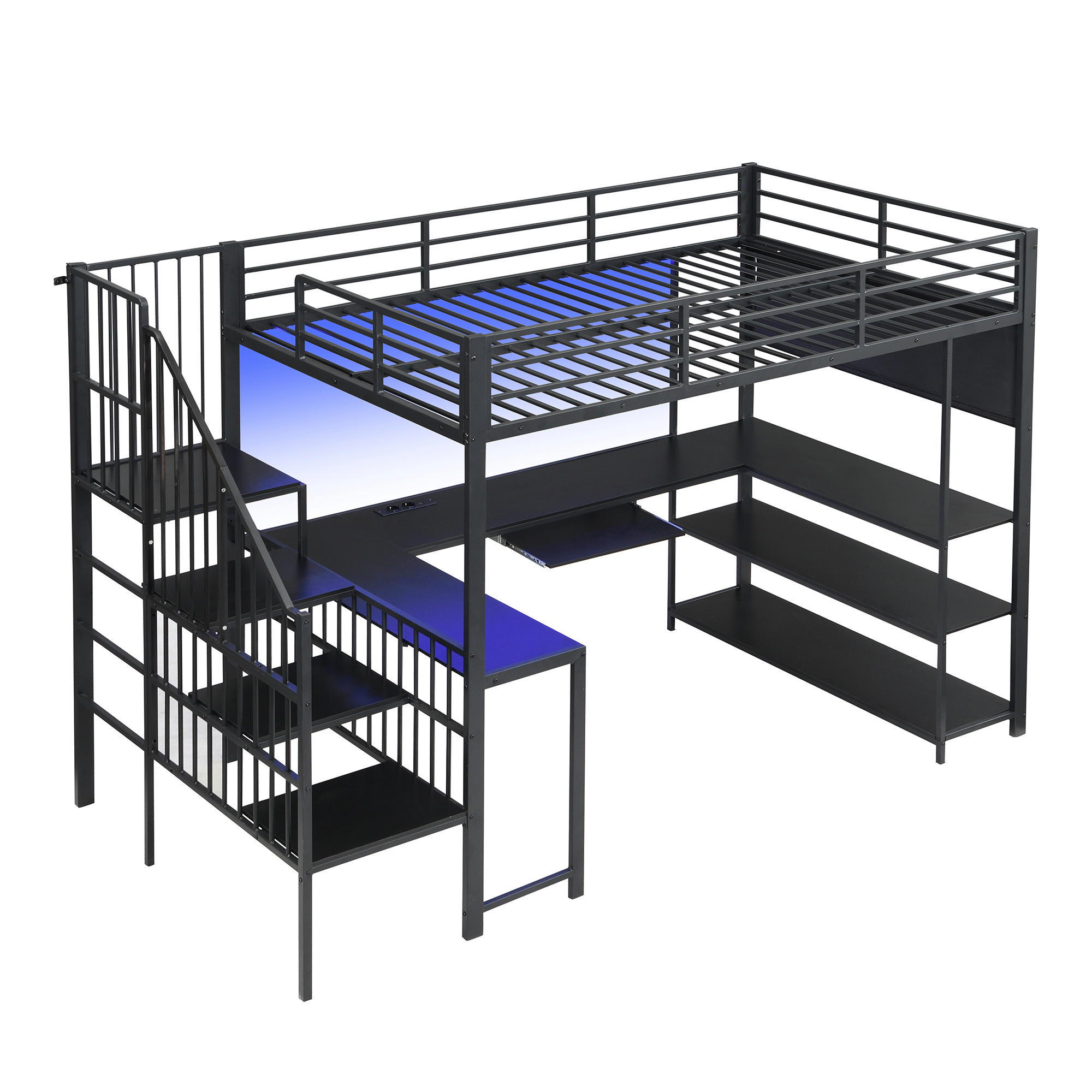 ComfortXL Hochbett Schwarz 120x200 cm