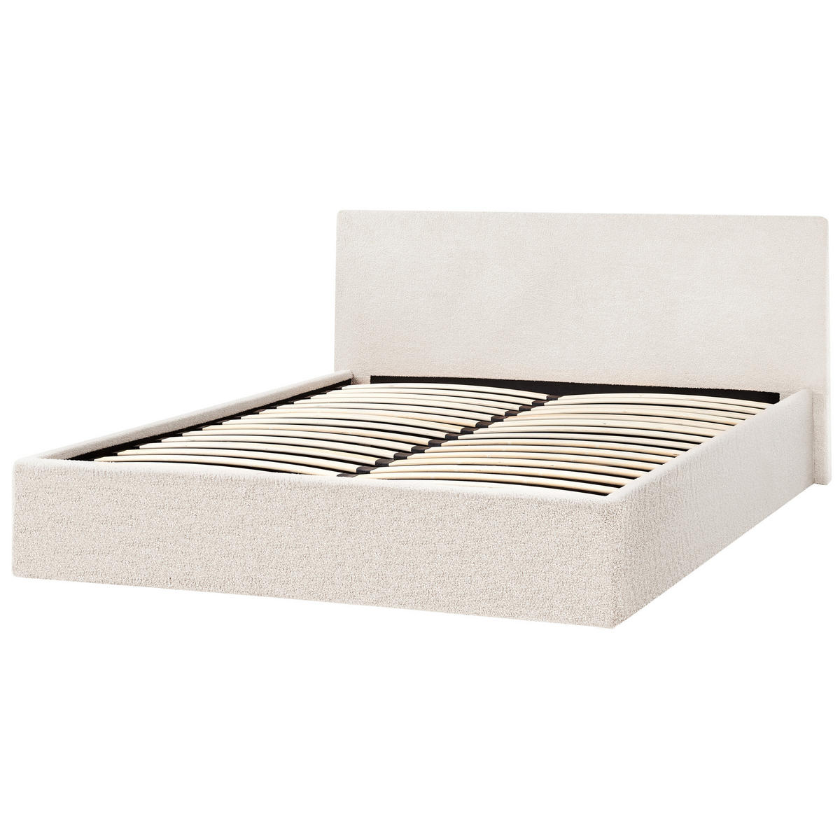POSTELJA s prostorom za shranjevanje 140/200 bouclé kremasto bela Orbey - krem, tekstil (140/200cm) - Beliani