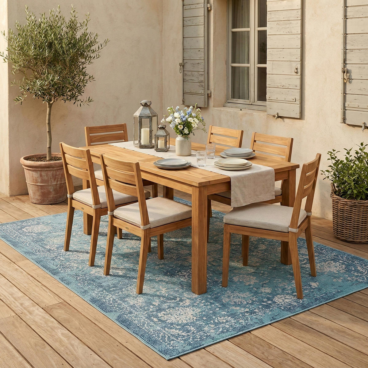 INDOOR OUTDOOR TEPPICH LAGOS VINTAGE - Türkis, Textil (120/170cm) - Pergamon