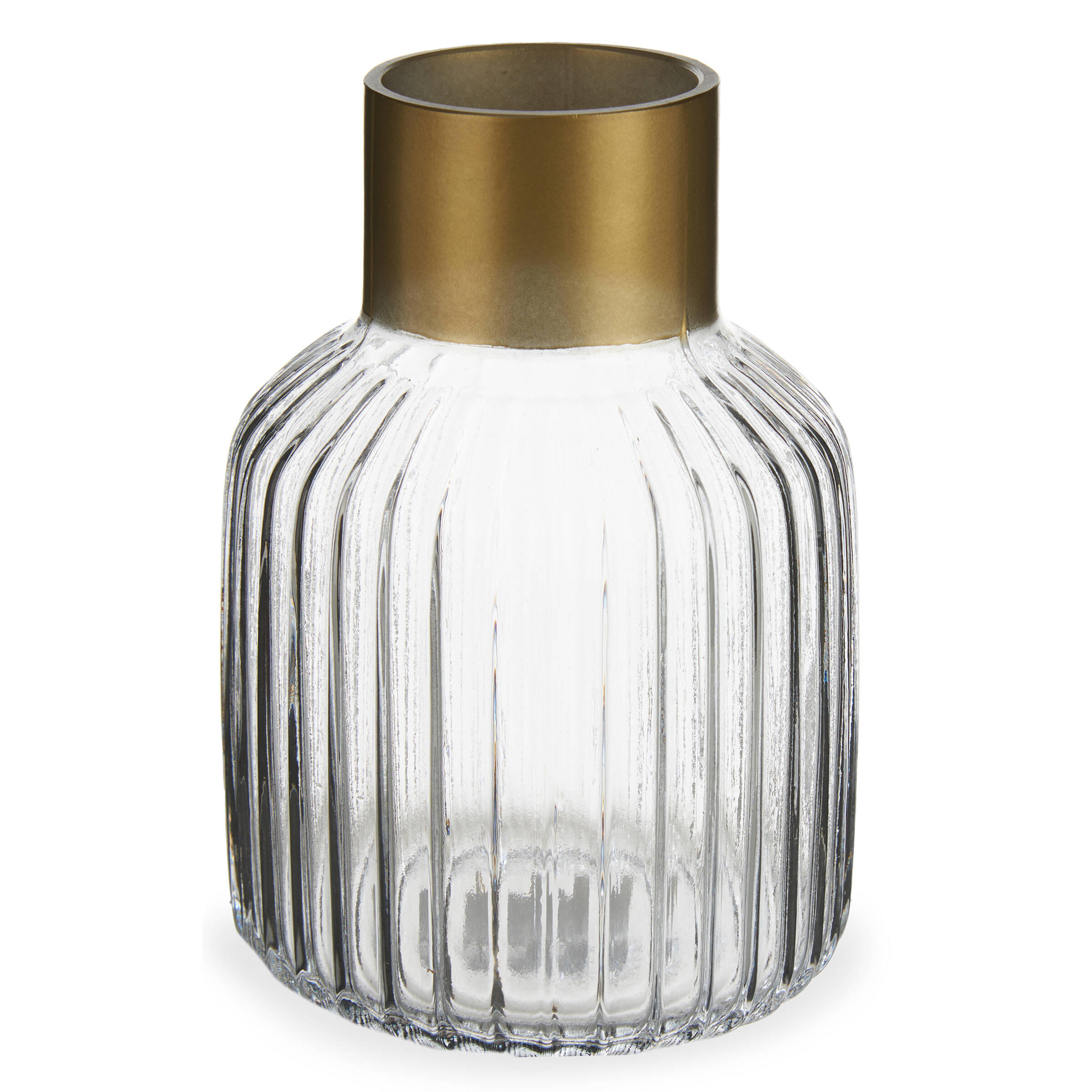 VASE Golddekor 22 cm - Transparent, Glas (22cm) - Giftdecor