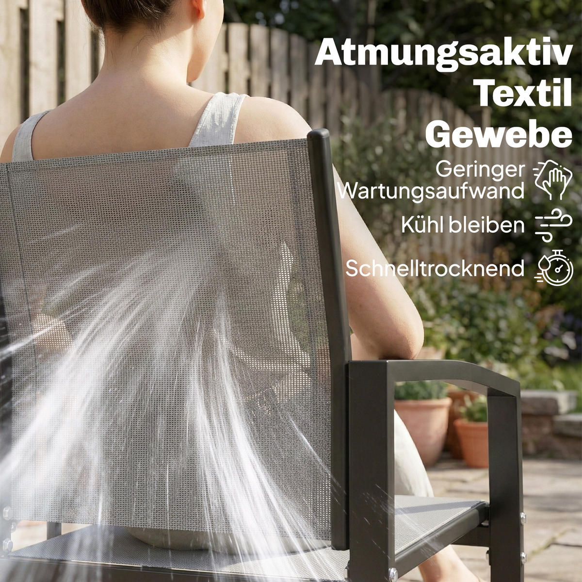 GARTENBANK Metall Texteline Grau - Grau, Metall (67/81/135cm) - Outsunny