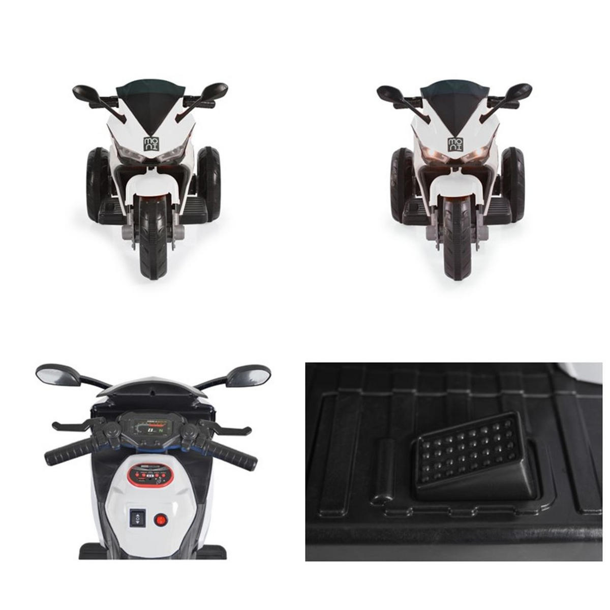 ELEKTROMOTORRAD Hurricane weiß drei Räder, Musikfunktion, Rückwärtsgang - Schwarz, Kunststoff (82/45/55cm) - Moni