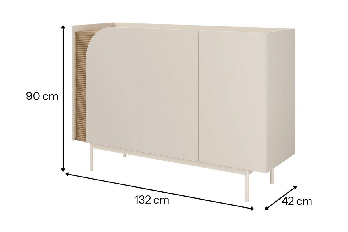 KOMMODE CARLO 07 132/90/42 cm in Macadamia / Frühlingseiche - Kaschmir, Holzwerkstoff (132/90/42cm) - Deine Möbel 24