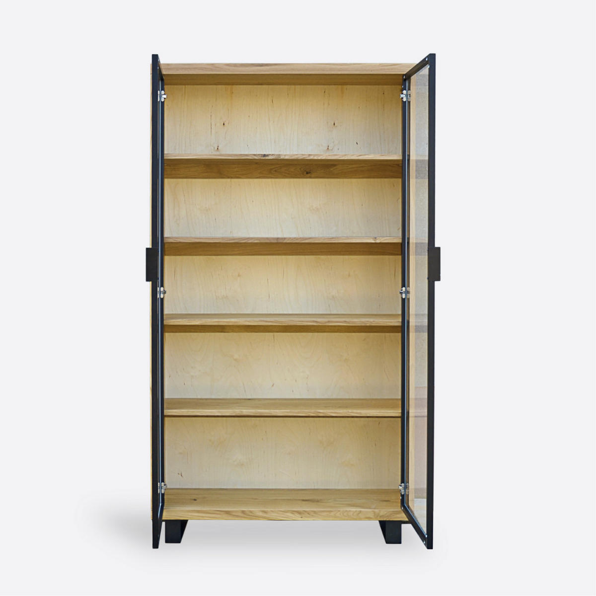 VITRINE aus Eichenholz mit Regalen DELIO III - Eichefarben, Holz (100/200/40cm) - Rawood Furniture