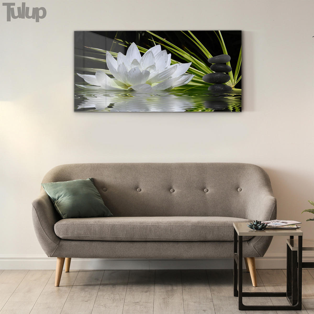 GLASBILD 120x60 cm Lotosblume - Grün, Glas (120/60cm) - TULUP