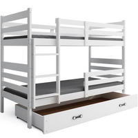 ETAGENBETT ERYK 90/190 cm, weiß, aus massivem Kiefernholz, mit Schublade, ohne Matratzen - Weiß, Holz - Interbeds