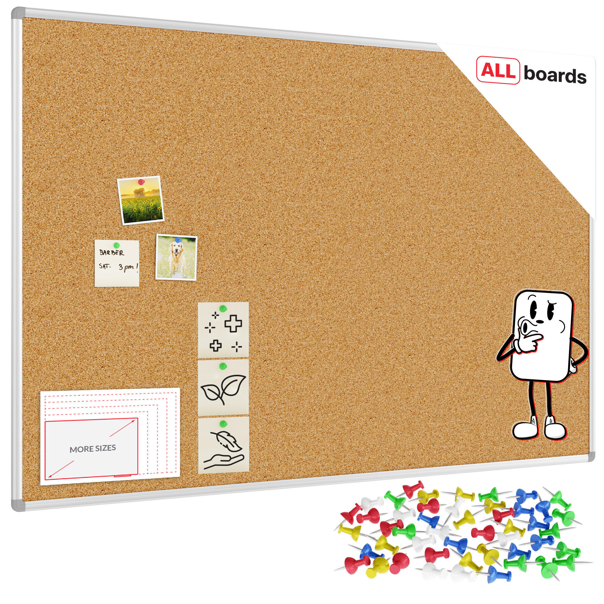 ALLboards Pinnwand Mehrfarbig 150x100x1.6 cm