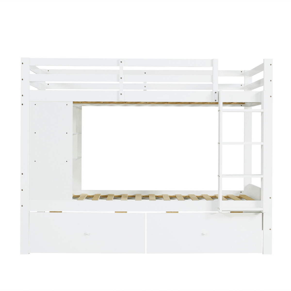 ETAGENBETT 90/200 cm in Weiß mit Schubladen und Regal - Weiß, Holz/Holzwerkstoff (90/200cm) - CHICFURN