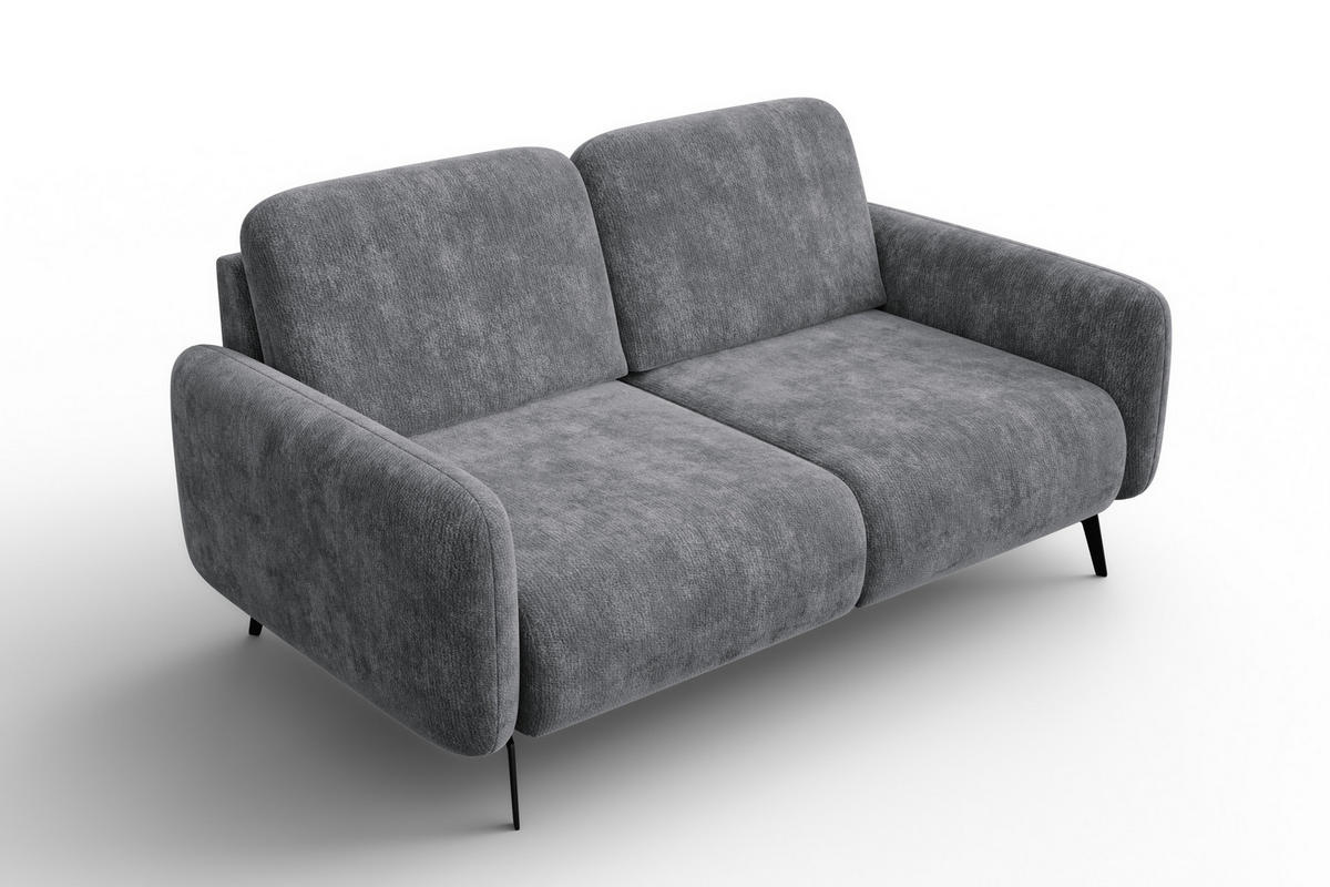 SOFA FEBE 2-Sitzer, grauer Chenille-Stoff - Schwarz/Grau, Holz/Textil (160/82/96cm) - Wozimo