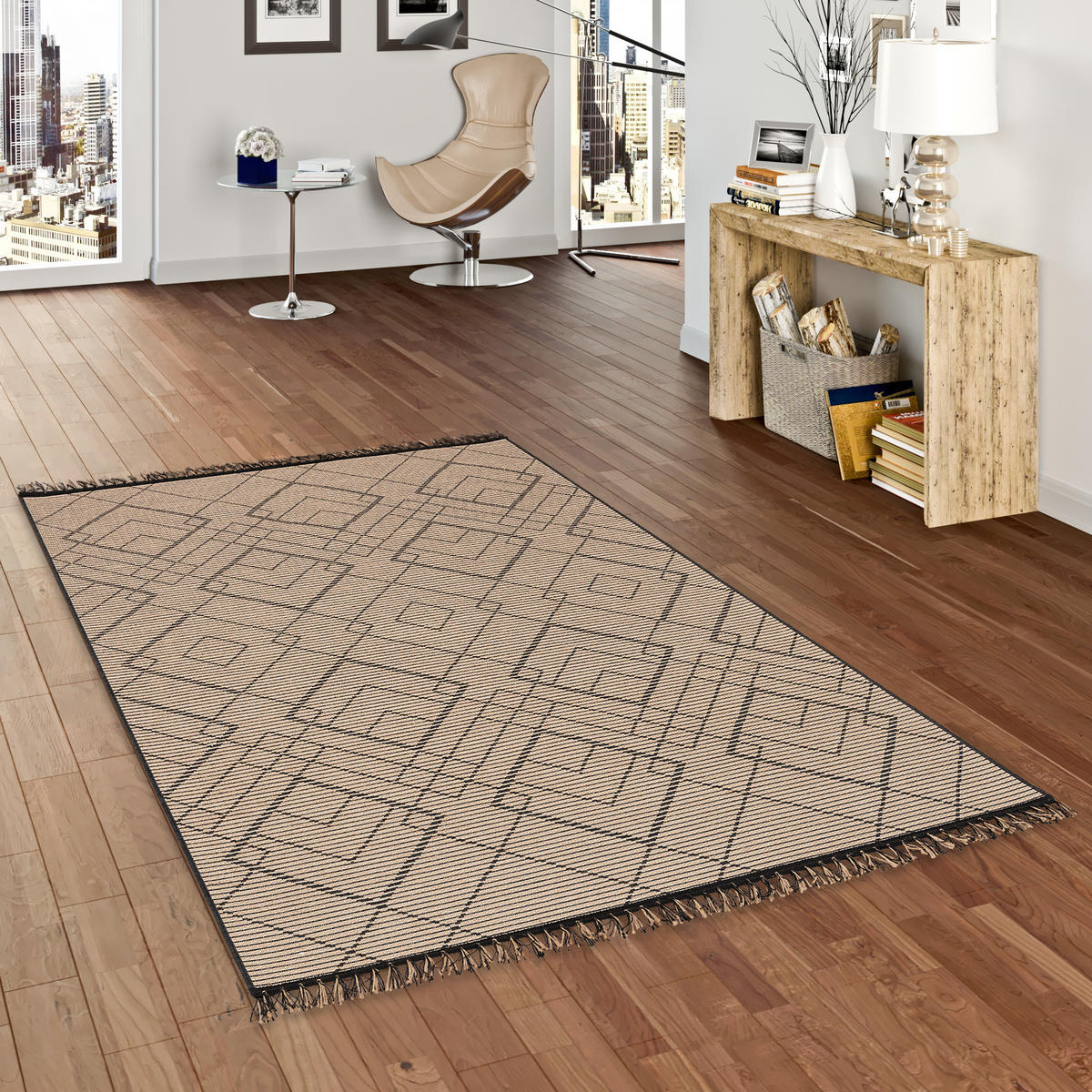 JUTE NATUR ETHNO STYLE TEPPICH ORIGIN RAUTEN - Beige, Textil (120/170cm) - Pergamon