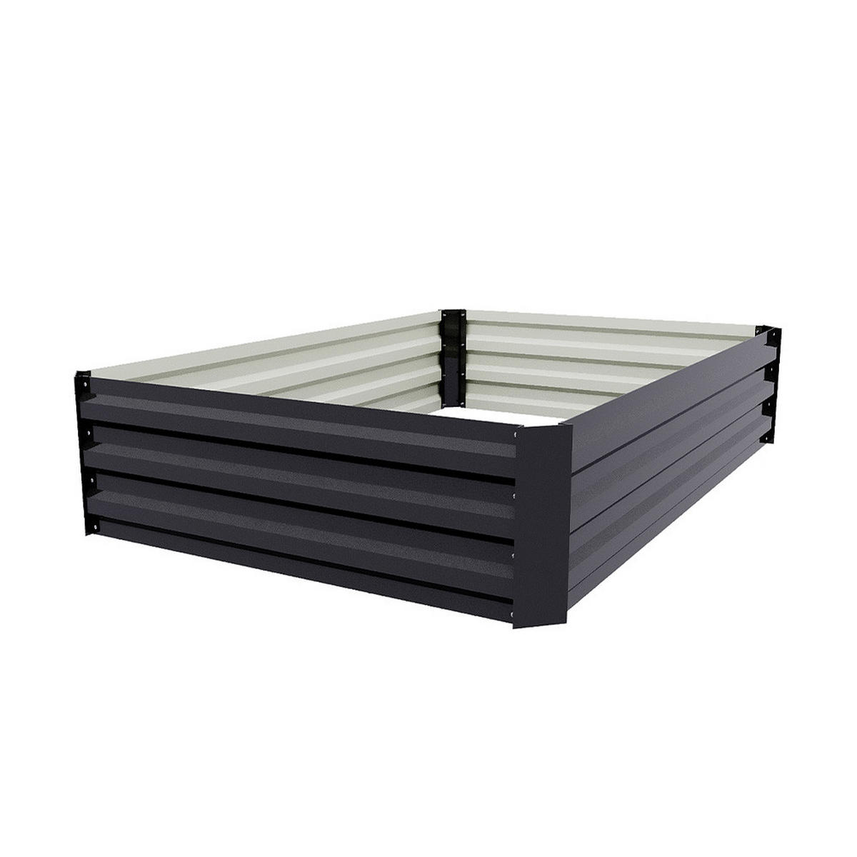 HOCHBEET-PFLANZKASTEN aus verzinktem Stahl in Anthrazit Creme Rechtekig für Garten Balkon 120x90x30cm 5,2 kg - Dunkelgrau, Metall (90/30/120cm) - Livingandhome
