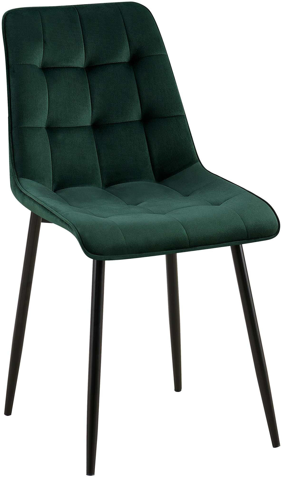 STUHL Samt grün - Schwarz/Grün, Textil/Metall (47/89/61cm) - CLP