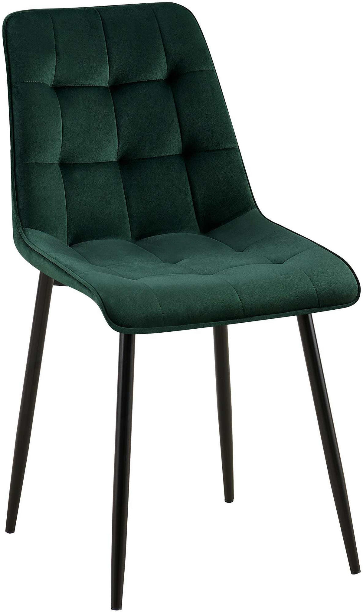 STUHL Samt grün - Schwarz/Grün, Textil/Metall (47/89/61cm) - CLP