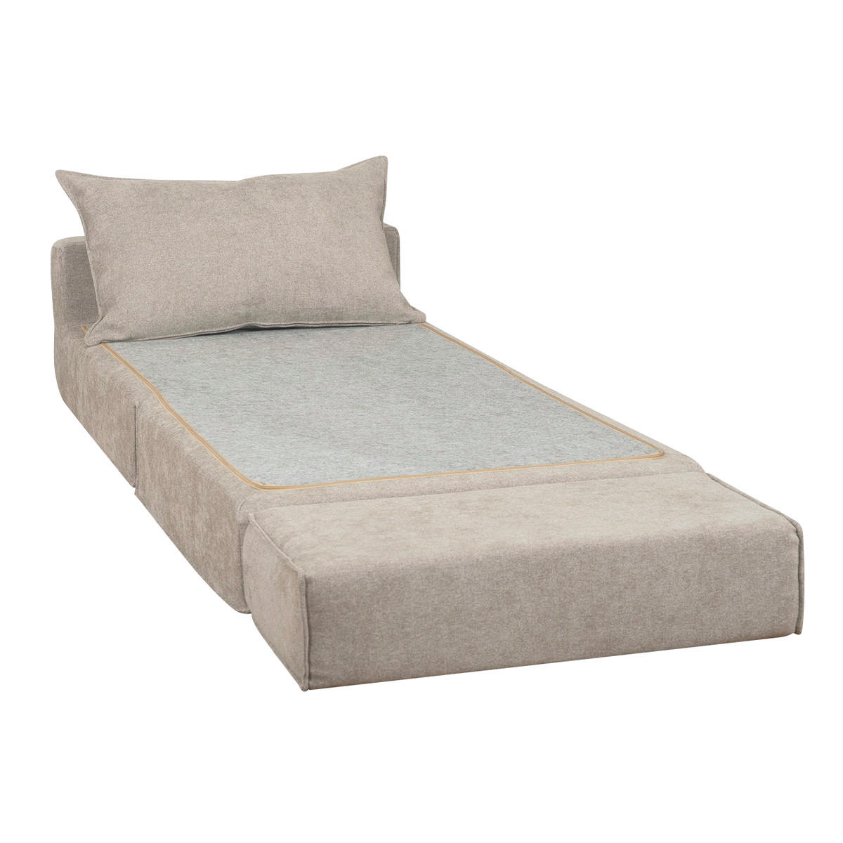 SCHLAFSESSEL Taupefarbener Stoff Samteffekt 1-Sitzer VICTOR - Grau, Textil (64/95/70cm) - Miliboo