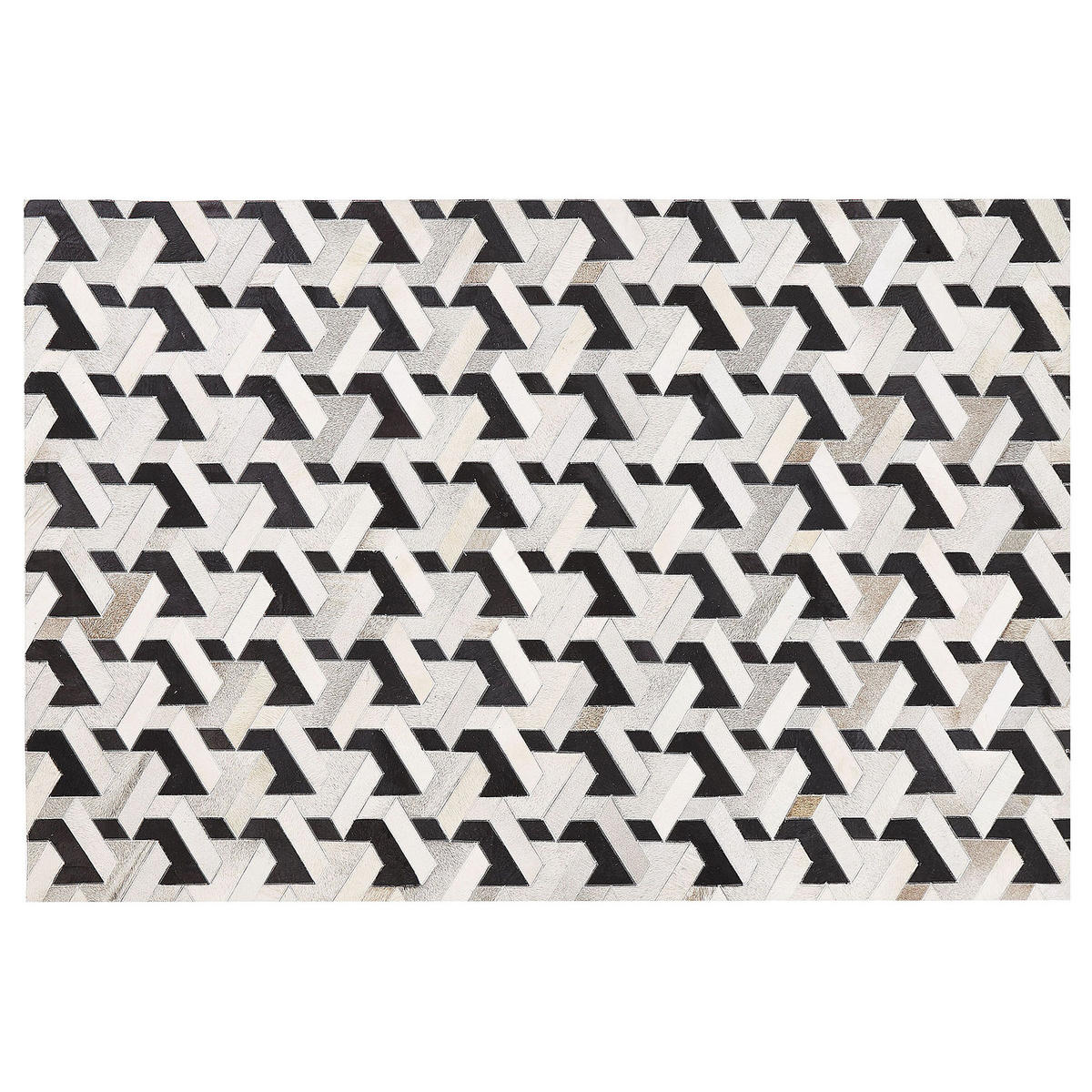 PATCHWORK-TEPPICH Narman 200/140 cm - Schwarz, Fell (140/200cm) - Beliani