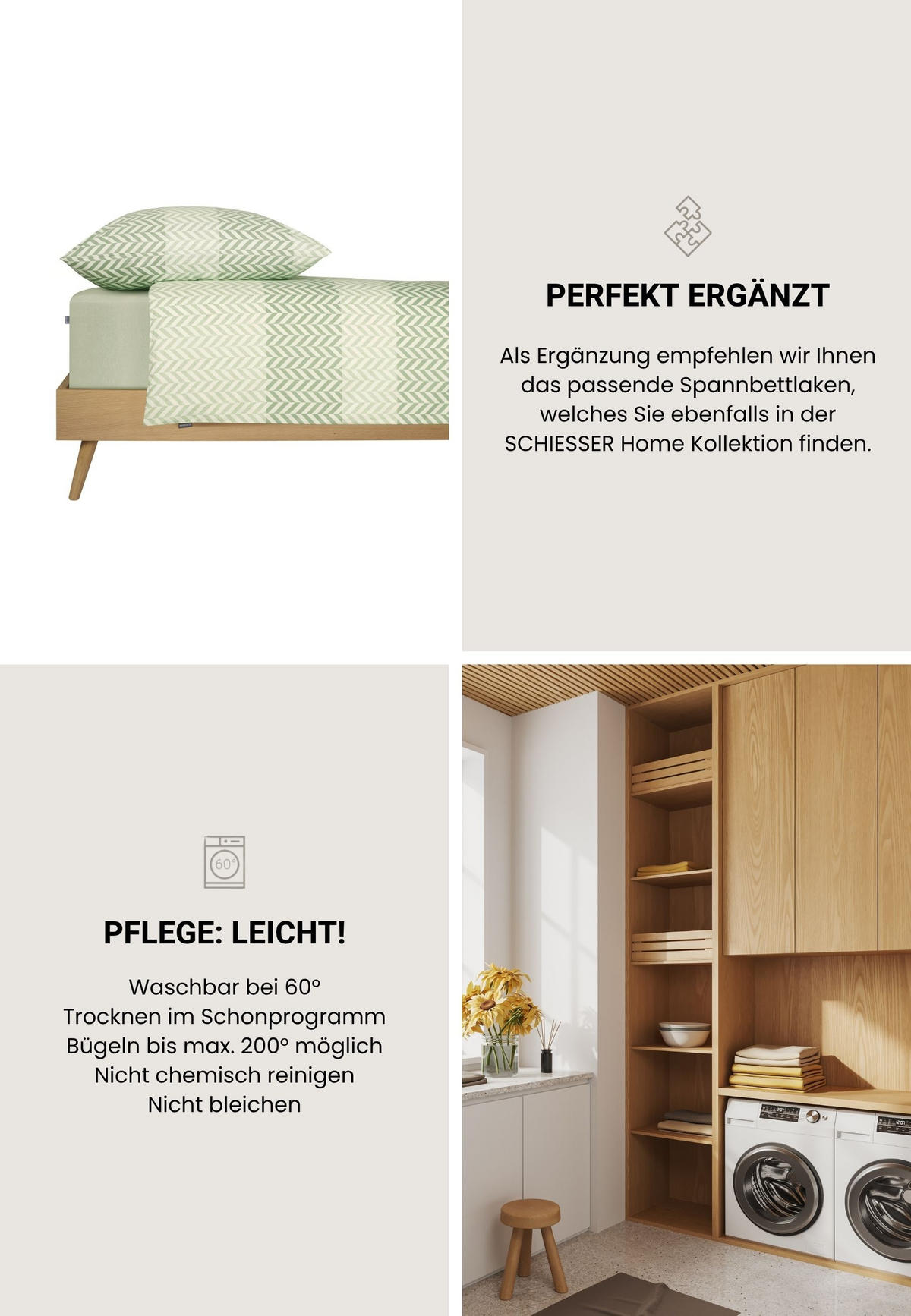 BETTWÄSCHESET Maribel - Renforcé - 2-teilig - 135 x 200 cm - Grün - Grün, Textil (135/200cm) - SCHIESSER