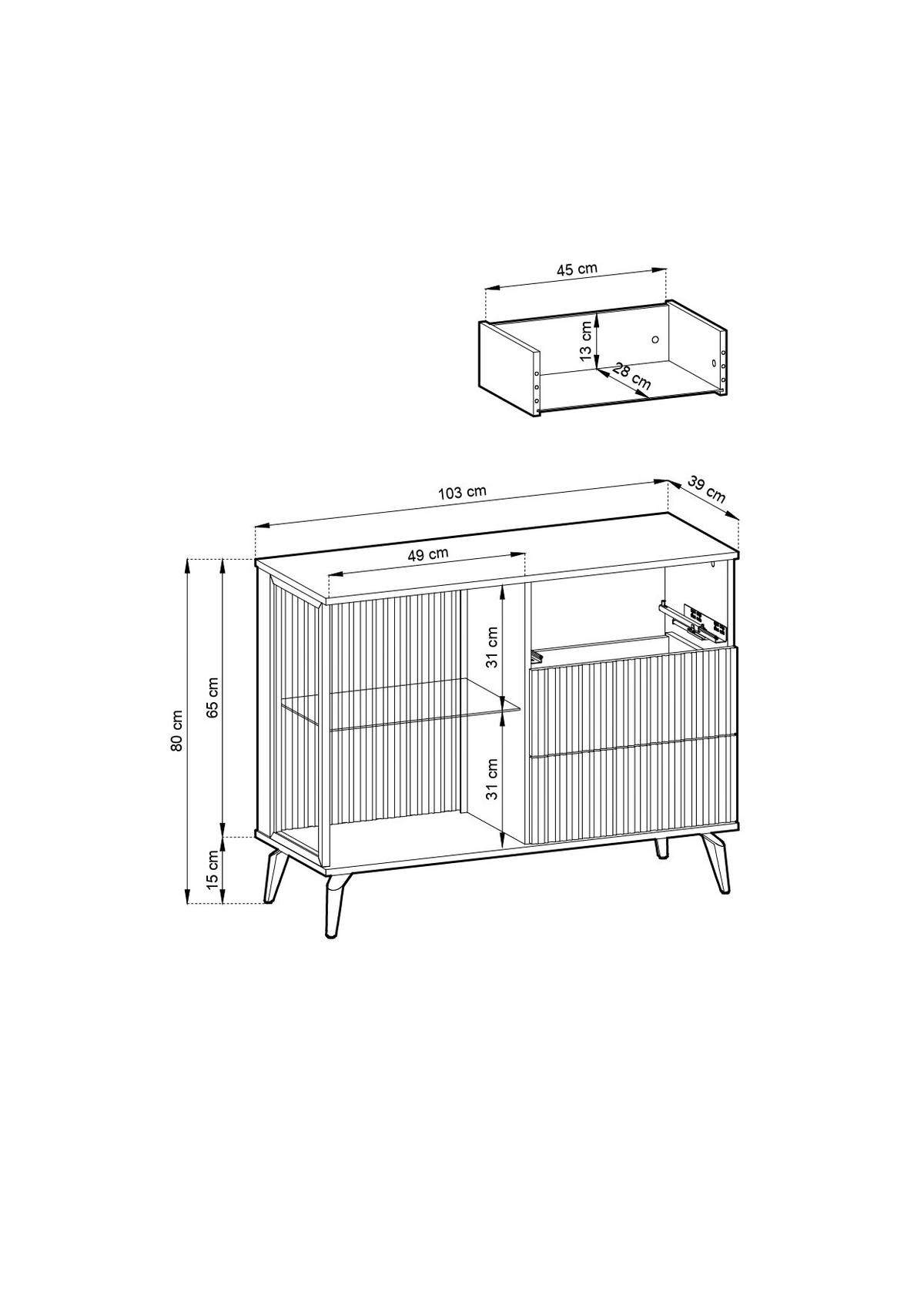 KOMMODE – KSZ103 – 103 cm – Vici – Kaschmir - Kaschmir, Holzwerkstoff (103/80/39cm) - hi-markt