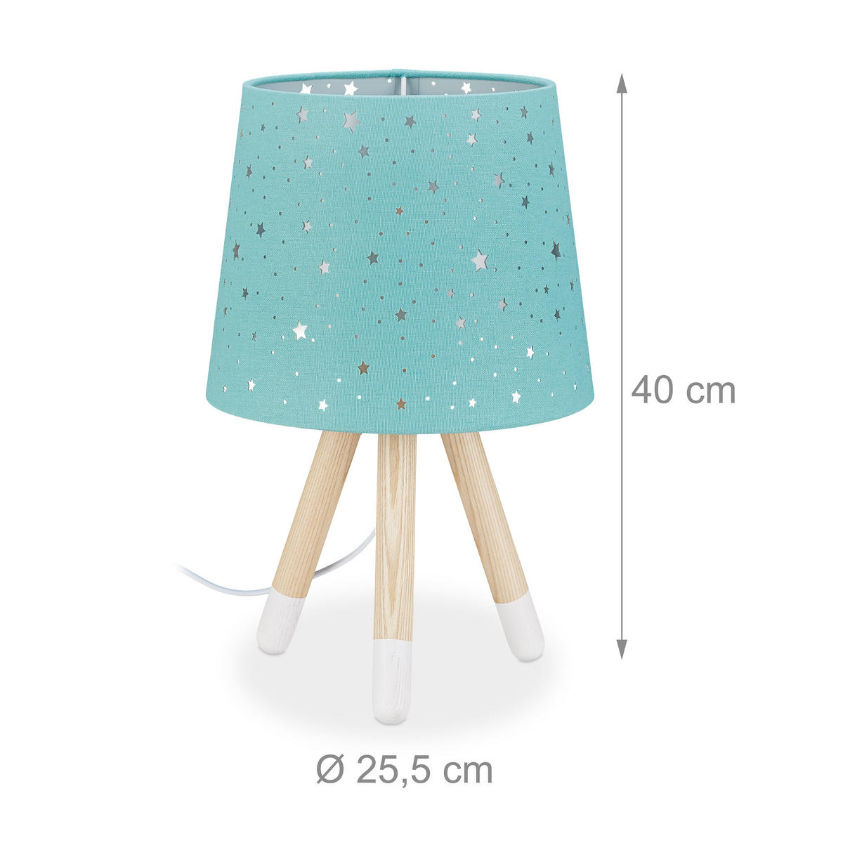 TISCHLAMPE Kinderzimmer - Türkis, Holz/Textil (25.5/25.5/40cm) - Relaxdays