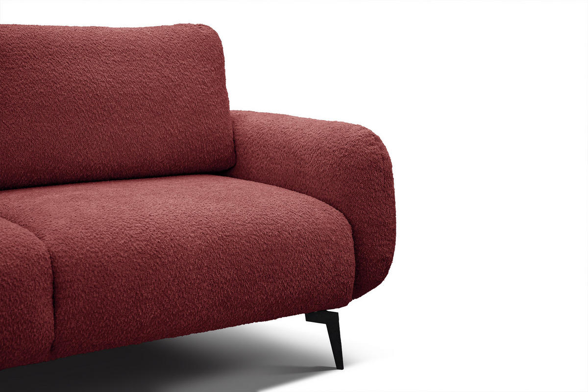 SOFA FEBE 3-Sitzer, bordeaux - Bordeaux/Schwarz, Holz/Textil (190/82/96cm) - Courtois Laville