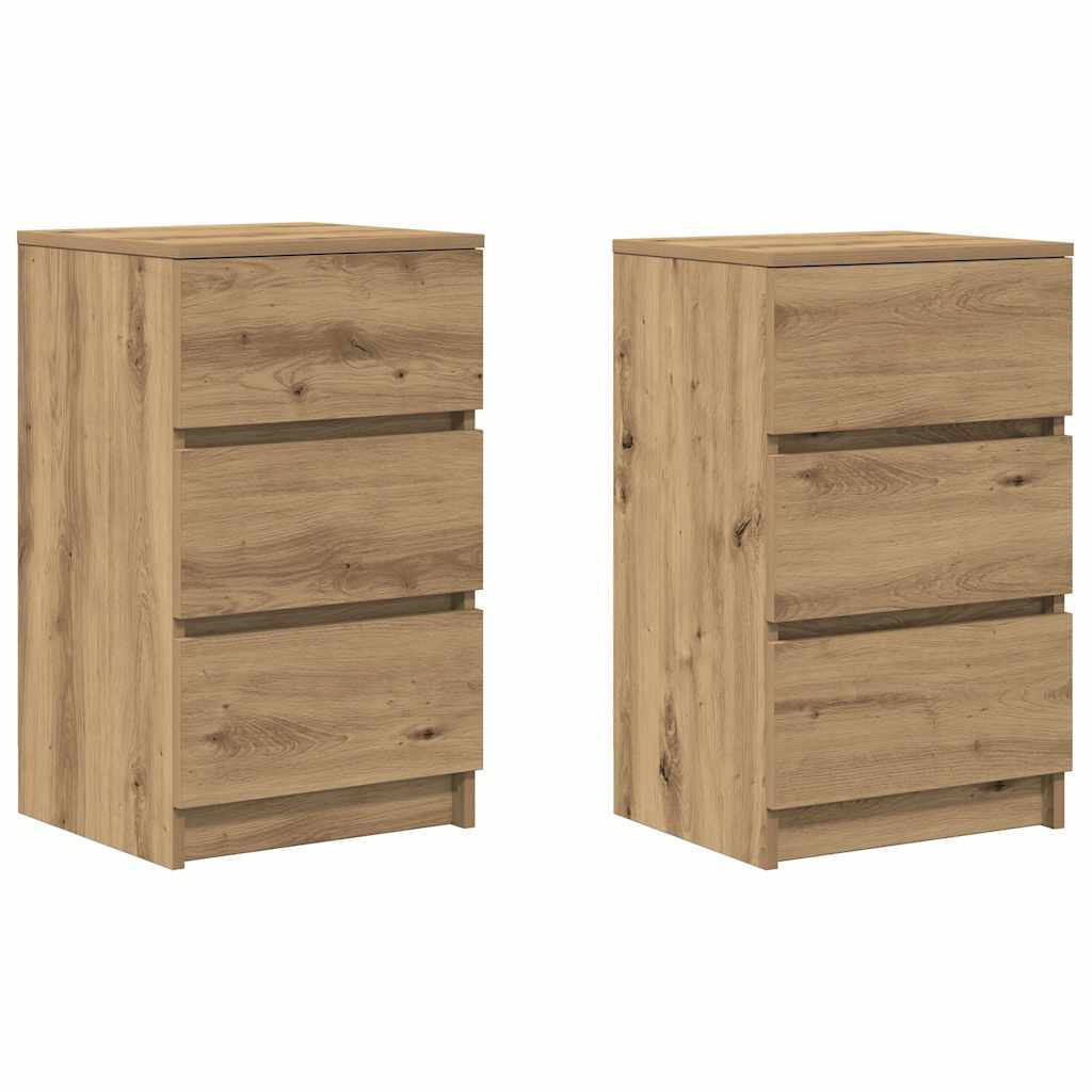 NACHTTISCHE Mit 3 Schubladen 2Er Set Artisan-Eiche 39/35/65 Cm - Braun, Holzwerkstoff (35/65/39cm) - vidaXL