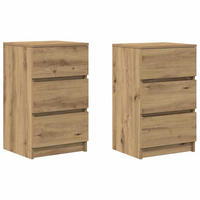 NACHTTISCHE Mit 3 Schubladen 2Er Set Artisan-Eiche 39/35/65 Cm - Braun, Holzwerkstoff (35/65/39cm) - vidaXL